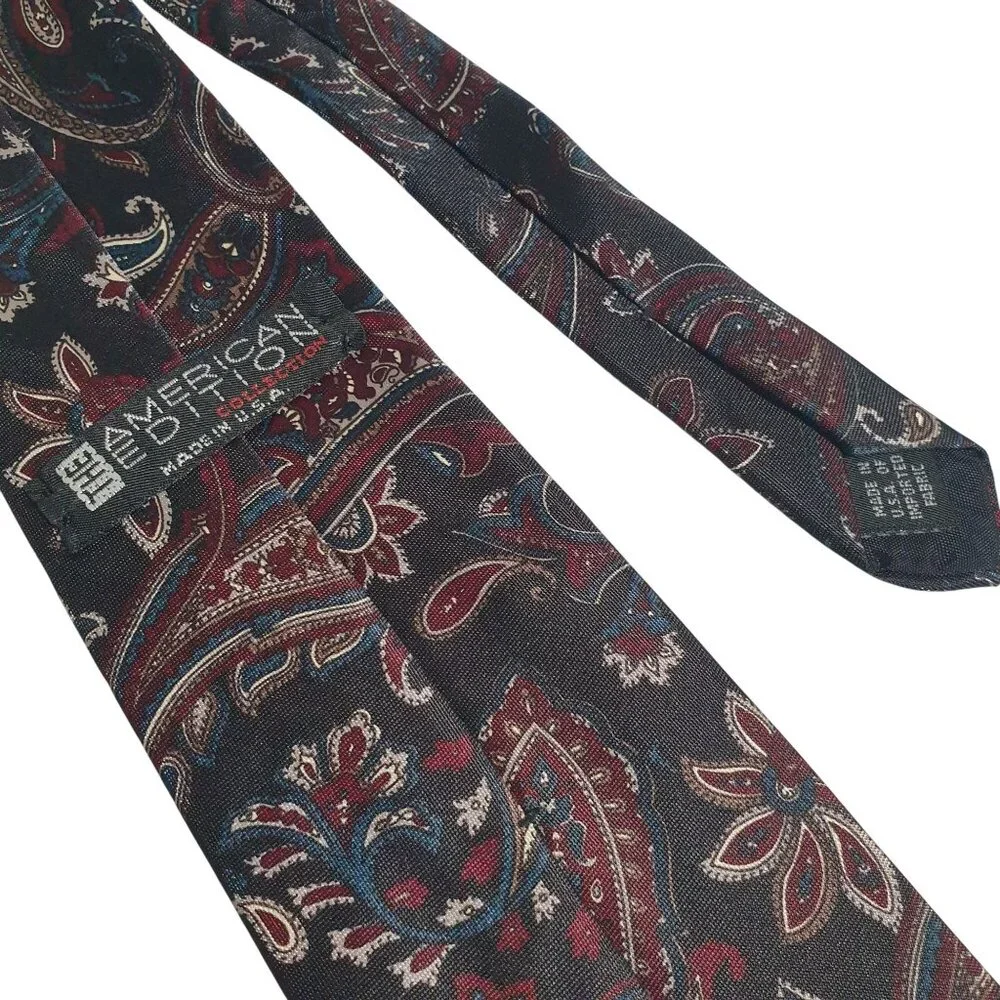 Vintage American Edition Clip On Paisley Tie Polyester Junior Tie 18 Inch Gift